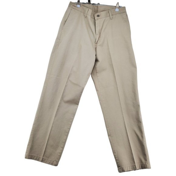 LEE Pants Men's Straight Leg Flat Front 100% Cotton Chinos Brown 33/30 - Picture 1 of 11